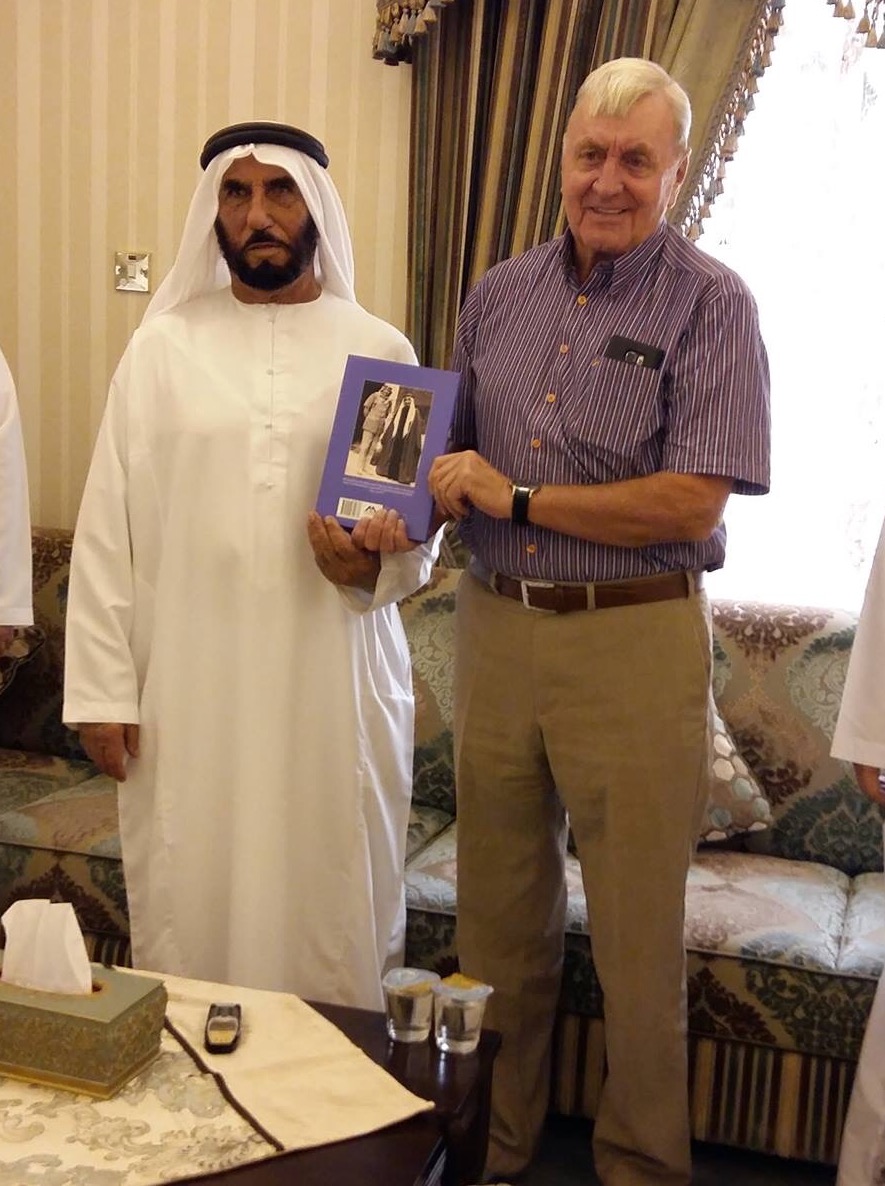 David Neild presents A Soldier in Arabia to Sheikh Sultan bin Ali of the Khuwatir tribe